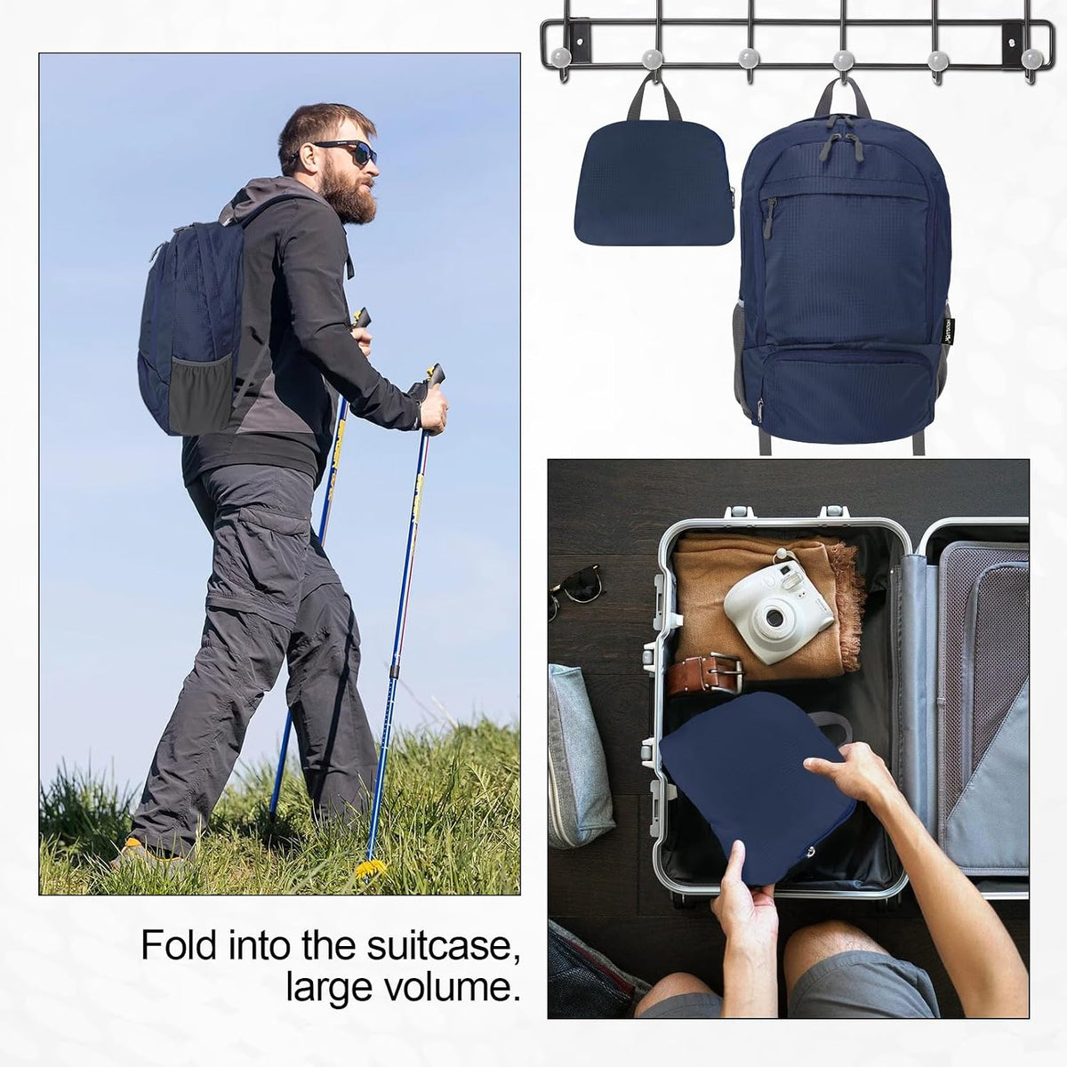 HOLYLUCK 20L lightweight packable Hiking Daypack Foldable Backpack for Men Women Small Travel Outdoor Foldable Shoulder Bag