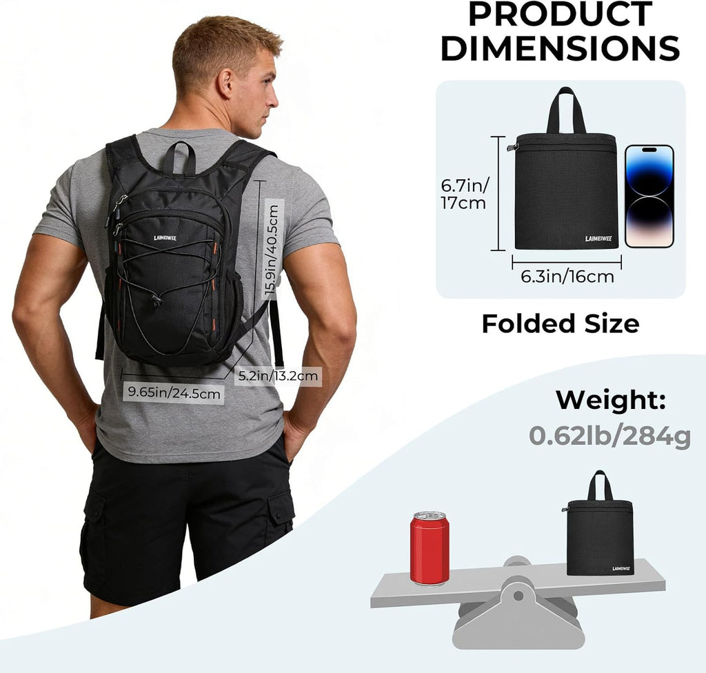 Small Hiking Backpack 13L Lightweight Foldable Travel Daypack for Men Women