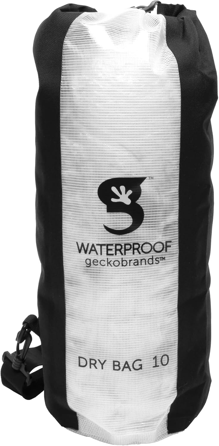 geckobrands Durable View Dry Bag – Waterproof Roll Top Dry Bag with Translucent Front Panel for Easy Identification