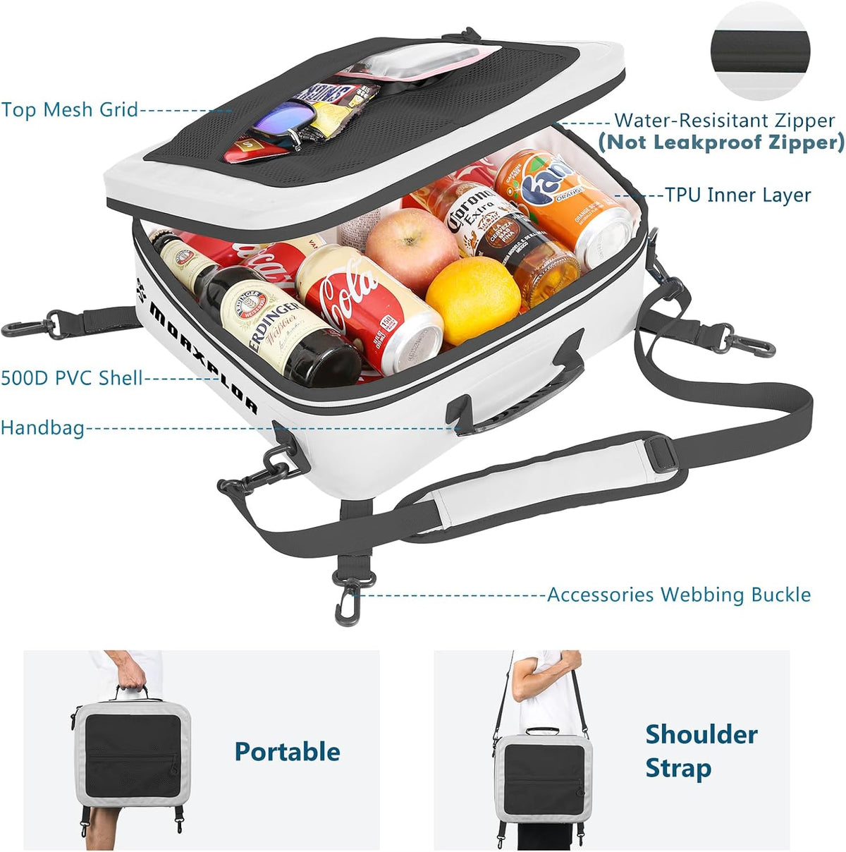 MORXPLOR Waterproof PVC Paddleboard Cooler Deck Bag - 12 Can Soft Insulated Cooler for Paddleboarding, Camping, Kayaking