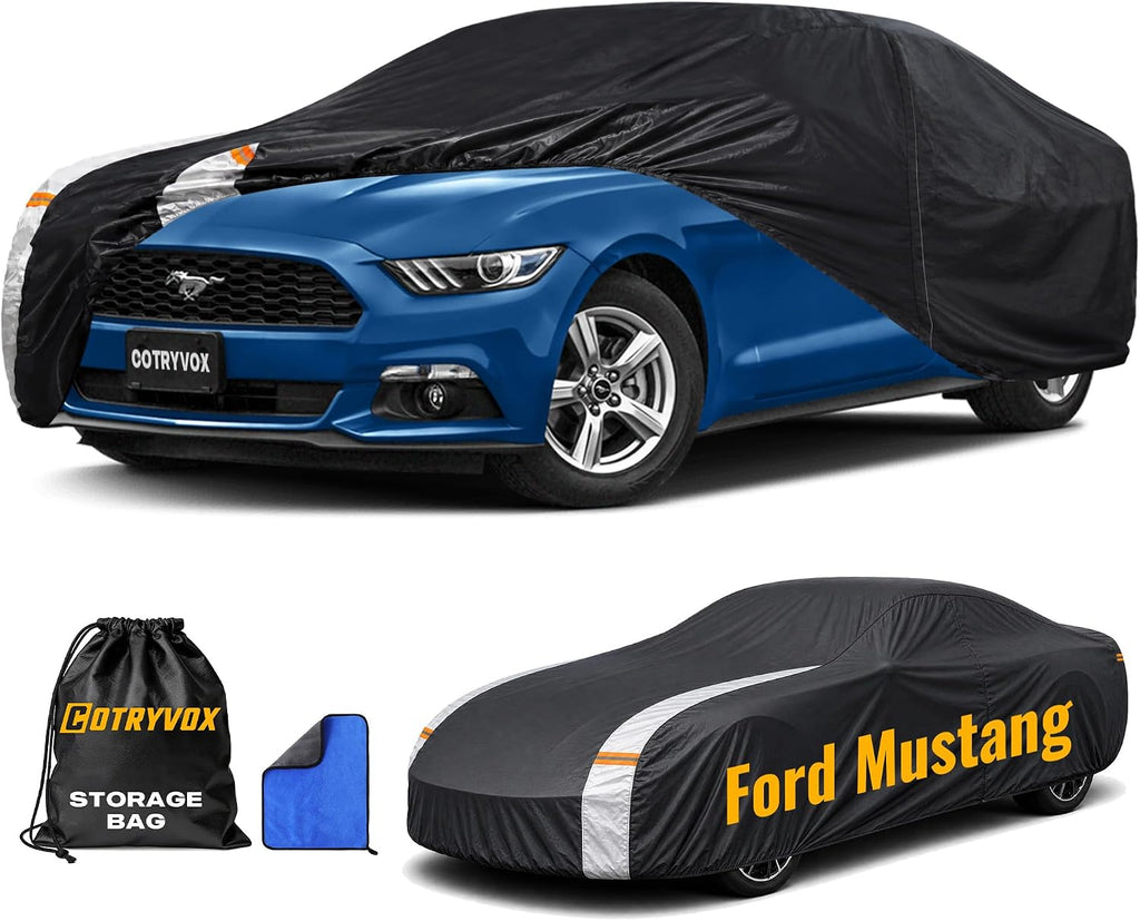 Ford Mustang Car Cover 100% Waterproof All Weather, Gift with Towel, 10 Layers Car Cover Custom Fit 1993-2026 Mustang/Mustang GT/Shelby, Outdoor Full Exterior Cover Rain Sun UV Protection.