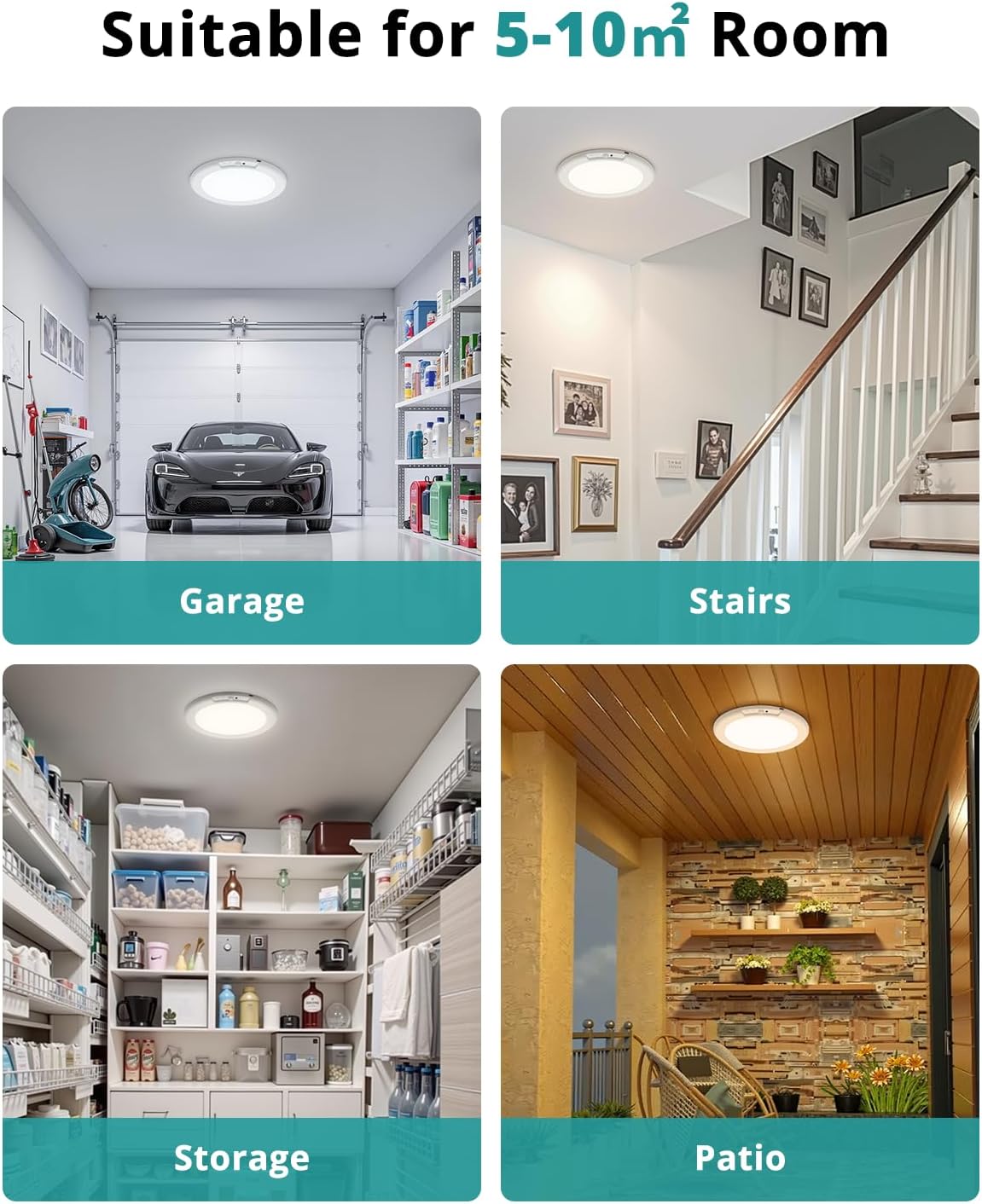 wowatt Rechargeable Ceiling Lights Battery Operated with Remote for Shower