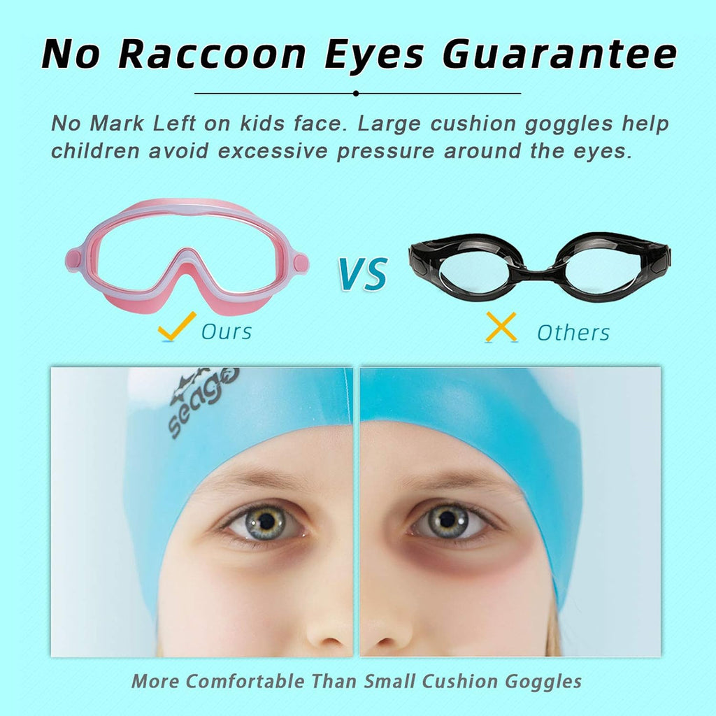 Seago Swim Goggles for Kids 3-14 Anti-Fog & UV Wide Clear View Boys Girls