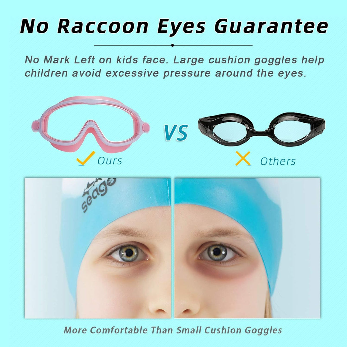 Seago Swim Goggles for Kids 3-14 Anti-Fog & UV Wide Clear View Boys Girls