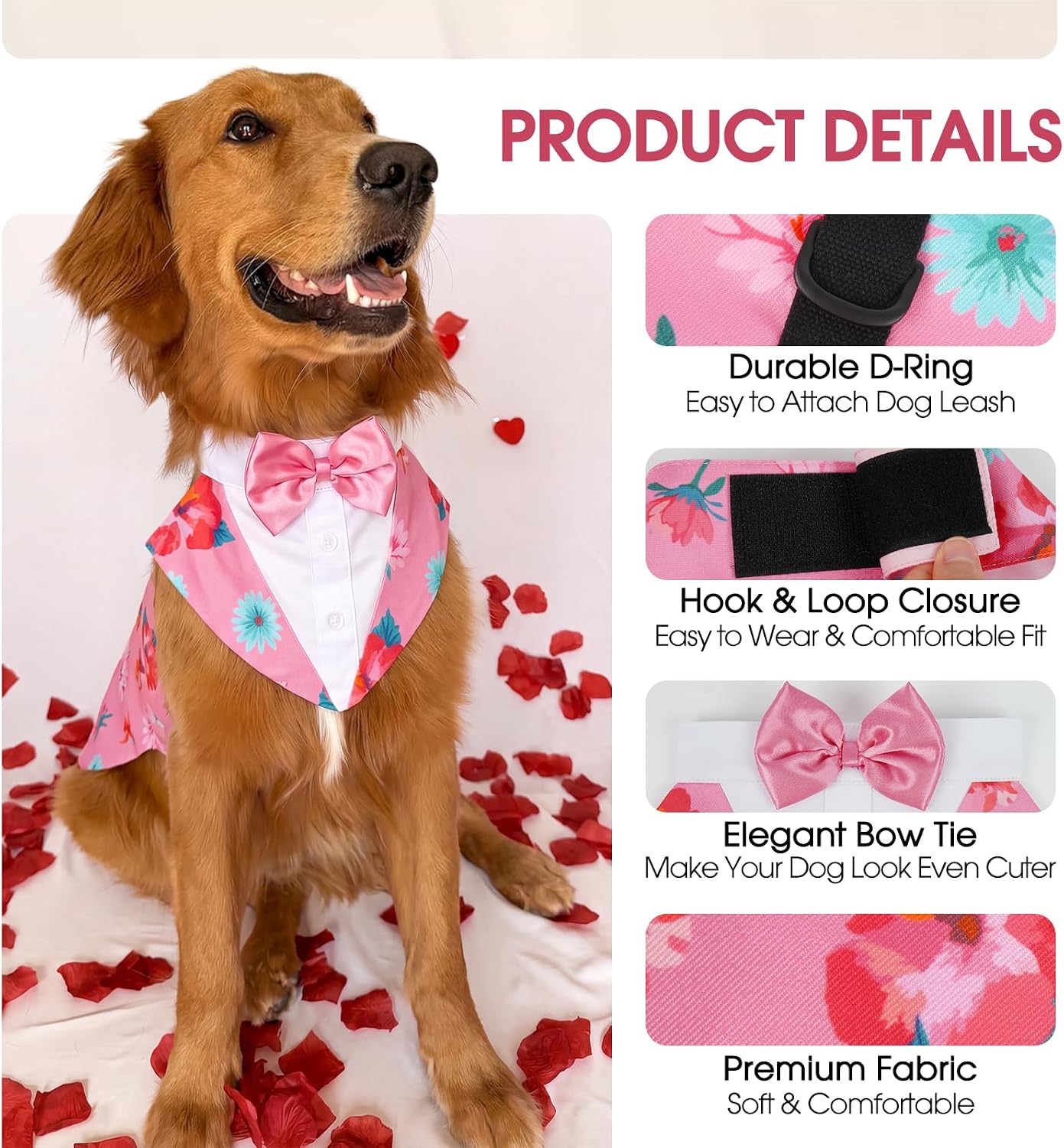 Kuoser Dog Tuxedo, Dog Suit and Bandana Set, Dogs Costume with D-Ring