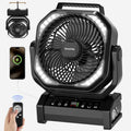 Socool Camping Fan with Light, 20000mAh Rechargeable Battery Fan with Remote, 112Hrs & 8 Speeds, Digital Display, Timer, Auto Oscillation, 270° Pivot & Hook for Outdoor Tent, Hurricane, Power Outage