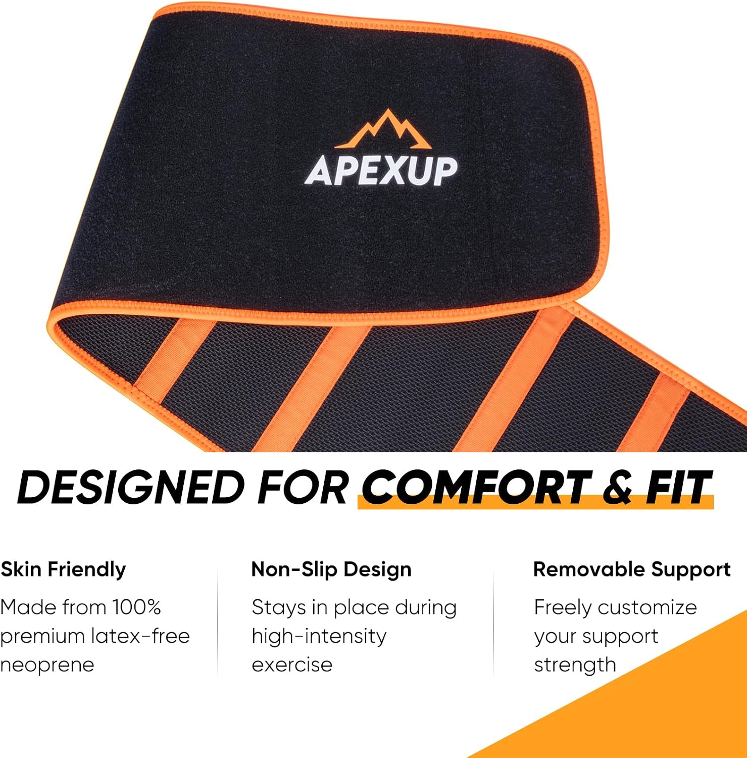 APEXUP Waist Trainer for Women Lower Belly Fat, Men Sweat Band, Stomach Wrap, Waist Trimmer with Removable Lumbar Support