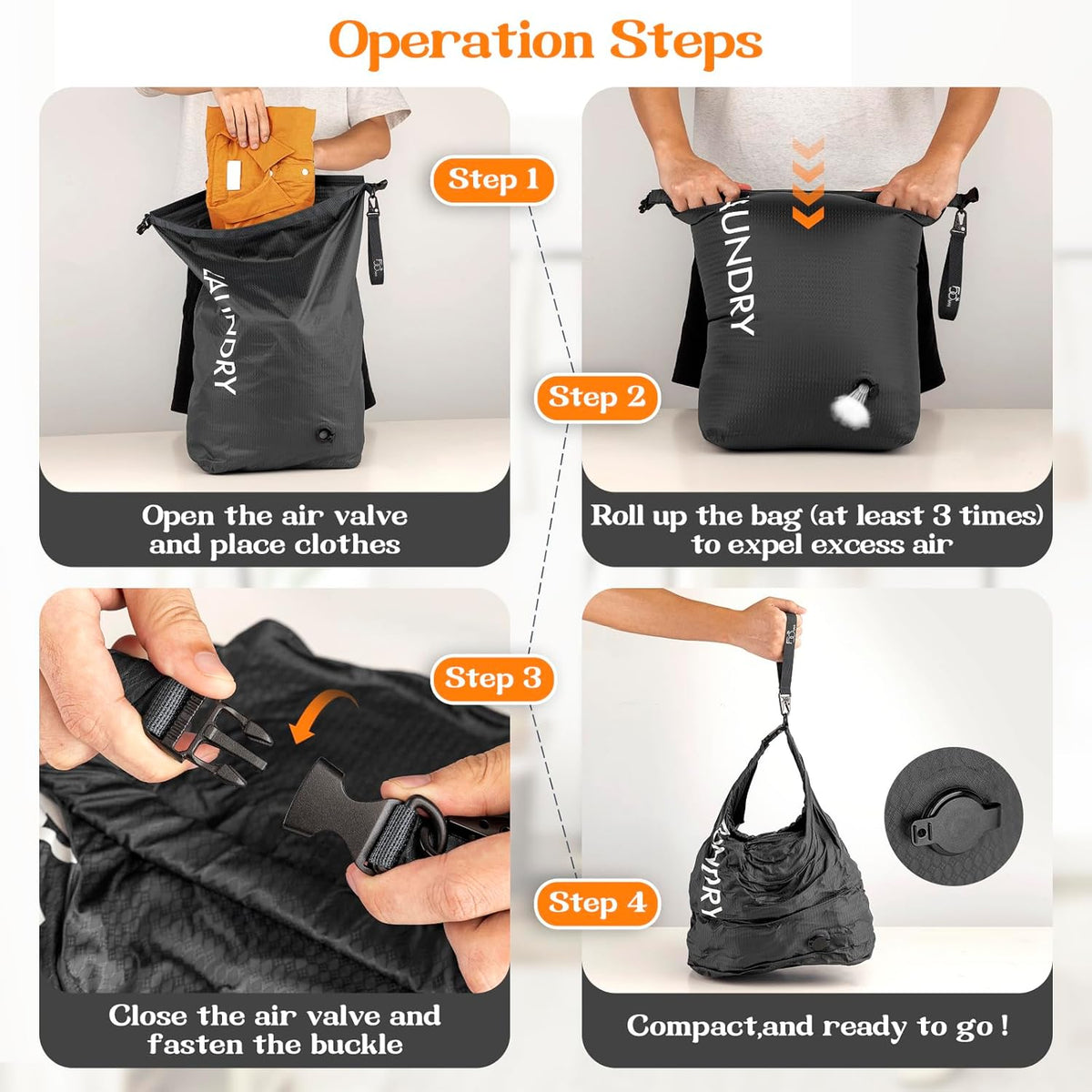 Compression Laundry Bag for Travel, Dirty Clothes Travel Laundry Bag