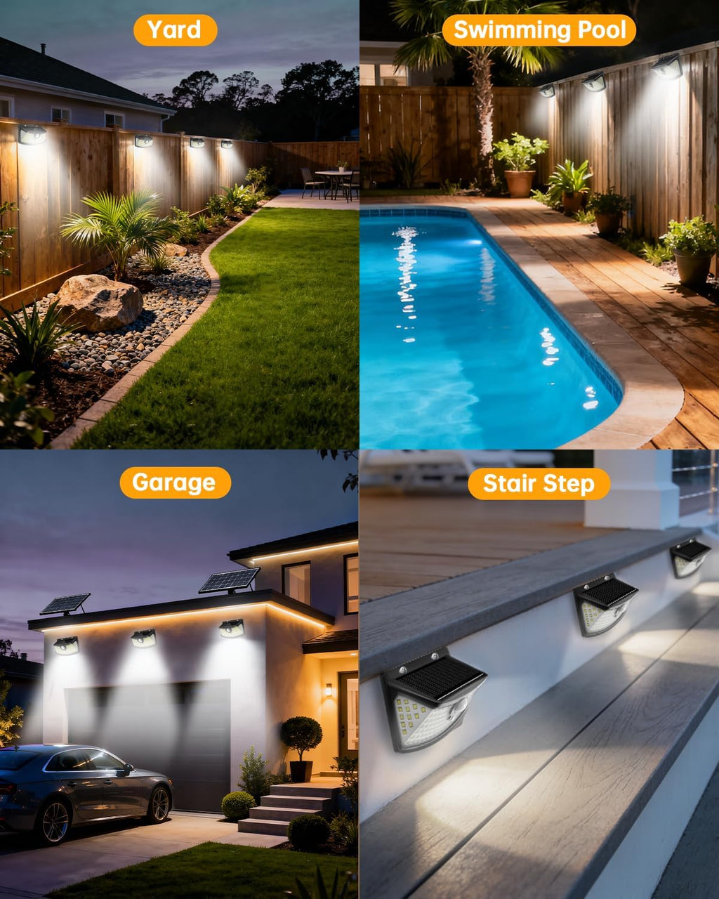 Aootek Solar Motion Sensor Lights Outdoor 120 LEDs, Black, 6 Pack
