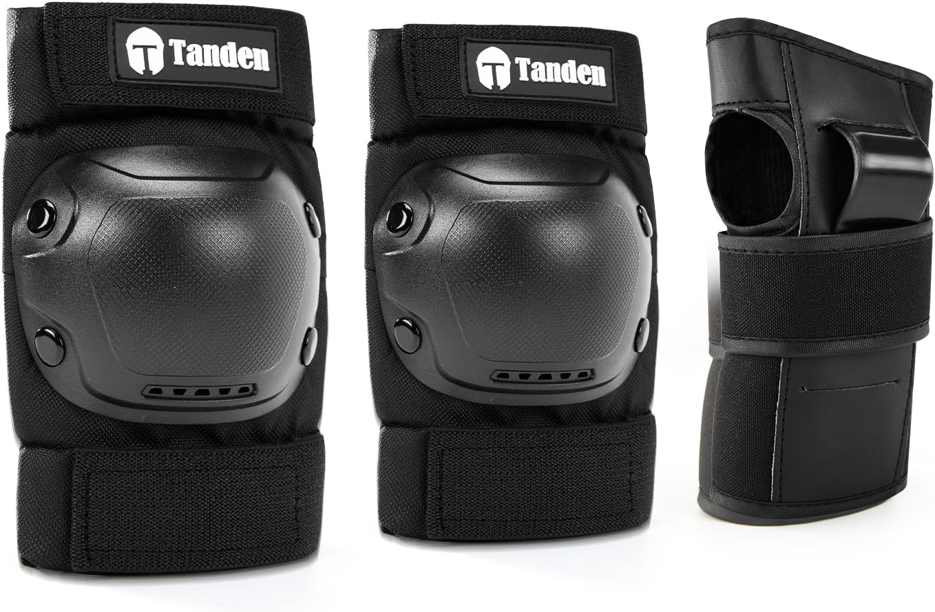 Tanden Skate Protective Gear Adult Knee Pads and Elbow Pads Set Wrist Guard