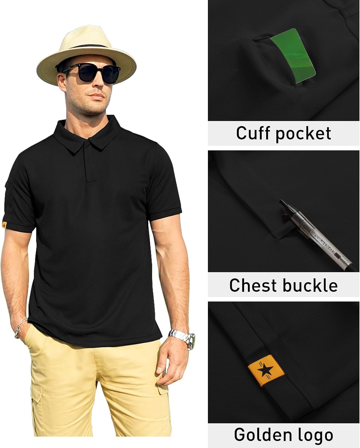 ZITY Mens Polo Shirt Short Sleeve Moisture Wicking Athletic Golf Polos