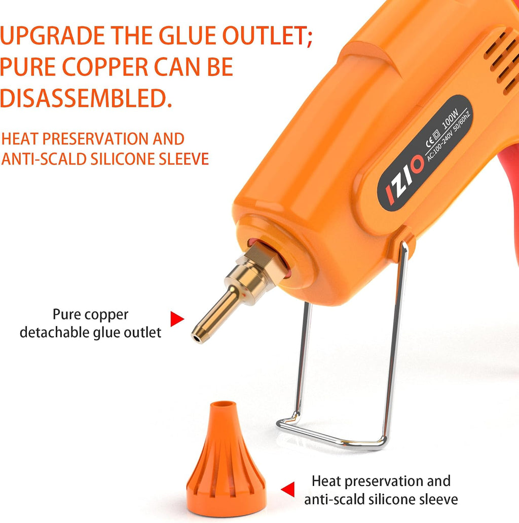 IZIO 100W Hot Glue Gun Kit with Storage Bag, 21 Glue Sticks, Fast Heating Full Size Glue Gun for Crafts, DIY, Home Repair, Wood, Fabric, School Projects