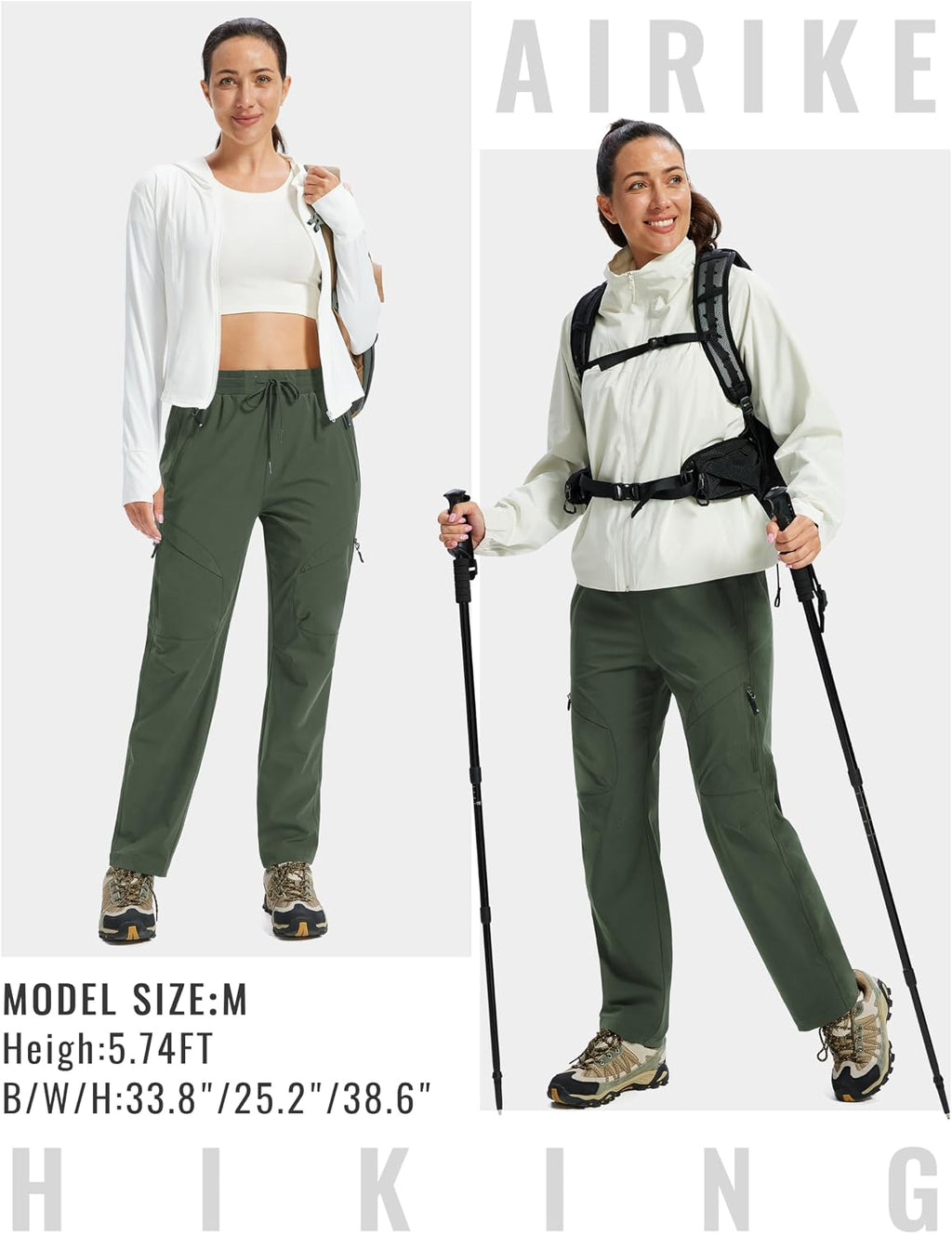 AIRIKE Women's Hiking Cargo Pants Lightweight Quick Dry Joggers Sweatpants Casual Work Travel Outdoor Pant with Pockets