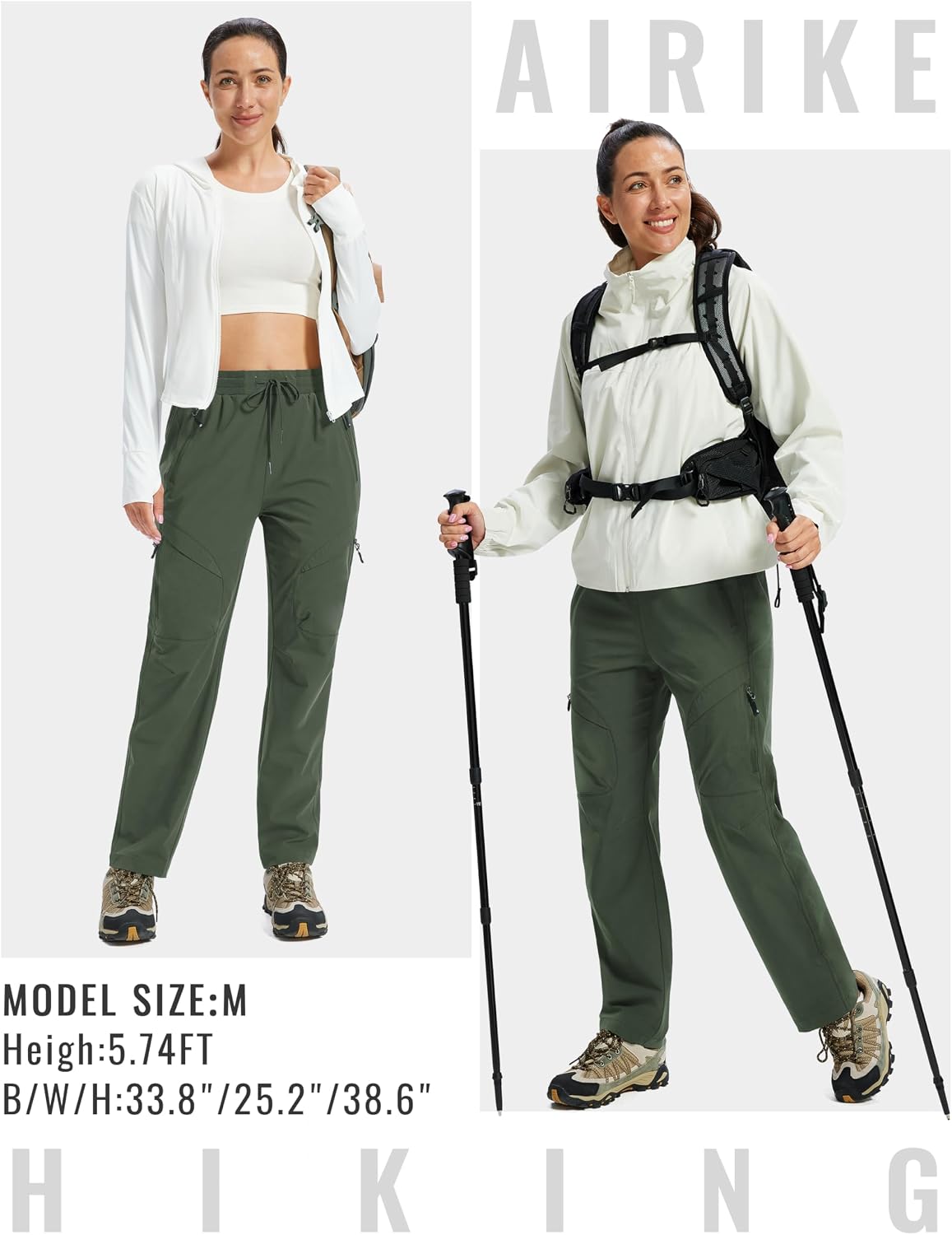 AIRIKE Women's Hiking Cargo Pants Lightweight Quick Dry Joggers Sweatpants Casual Work Travel Outdoor Pant with Pockets