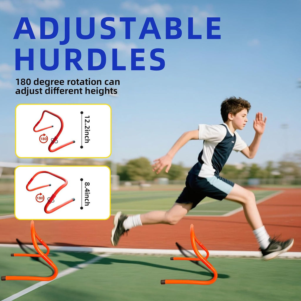 Sunbaba Agility Ladder Speed Training Equipment Set with 20ft Agility Ladder,4 Hurdles,12 Cones,Jump Rope,Running Parachute-Ideal Training Equipment for Youth Adults in Soccer Football Basketball
