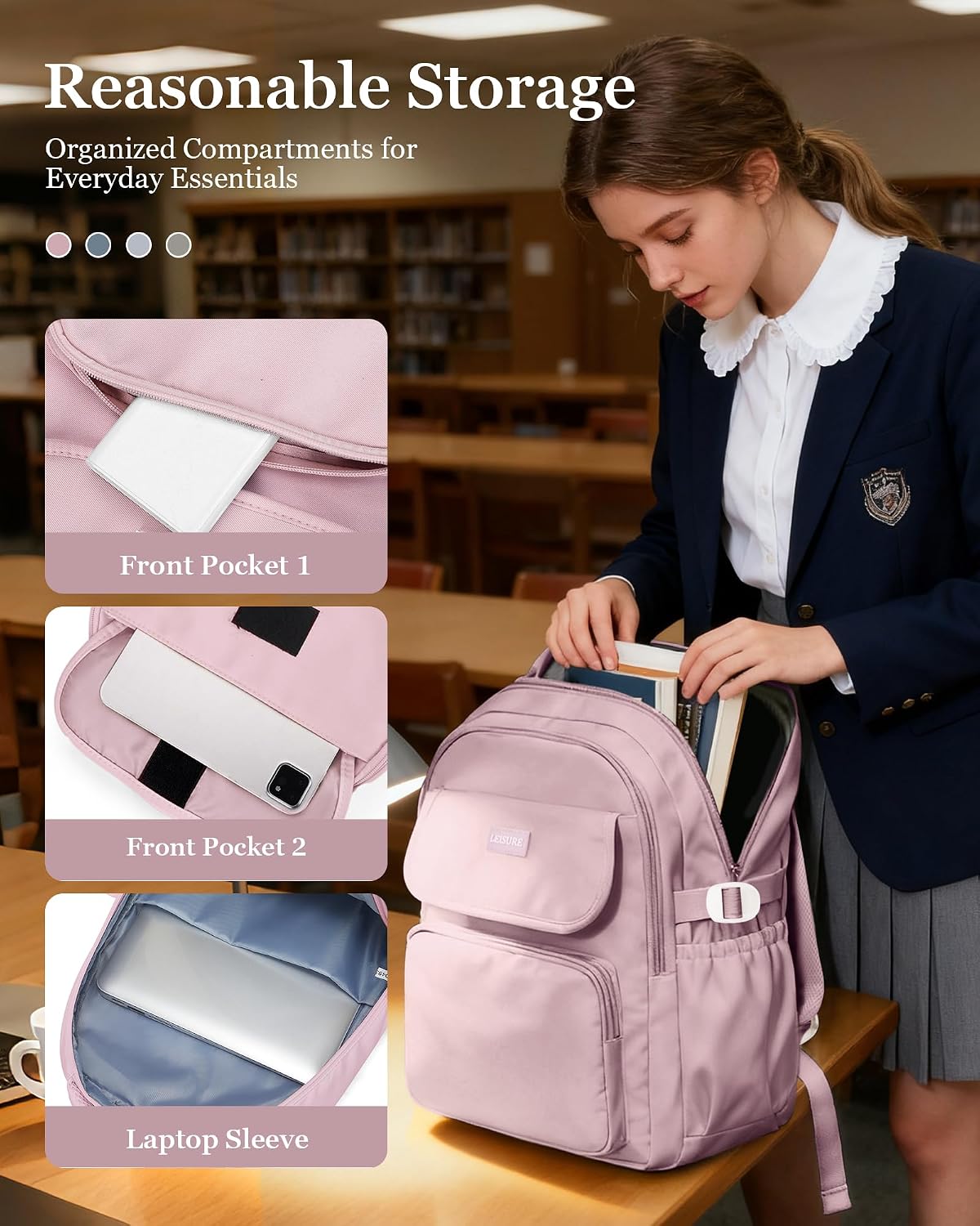 Waterproof School Backpack For College Students Women,Simple Kawaii Bookbags,Casual Laptop Travel Daypack Backpacks,Lightweight School Bags For Girls(Purple)
