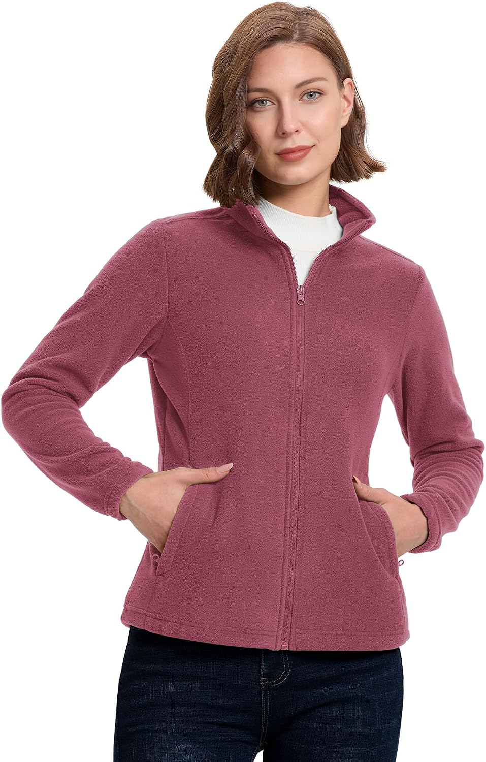 33,000ft Women's Polar Fleece Jacket Zip Up Lightweight Hiking Sweatshirt