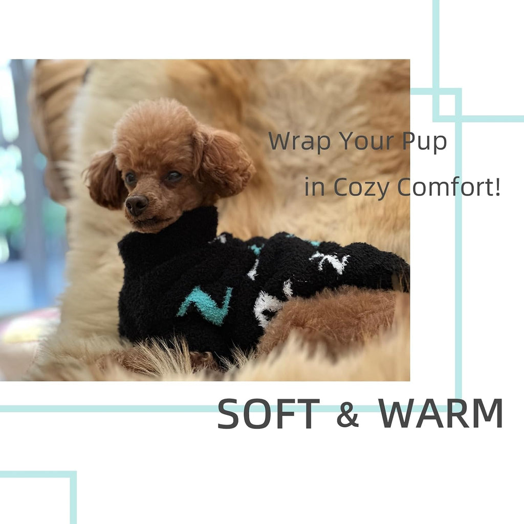 Dog Sweaters for Small Dogs Boy Girl Puppy Pullover Sweater Cold Weather Cable Knitwear Thick Warm Outfits for Chihuahua Bulldog Dachshund Pug Yorkie (Black-XS)