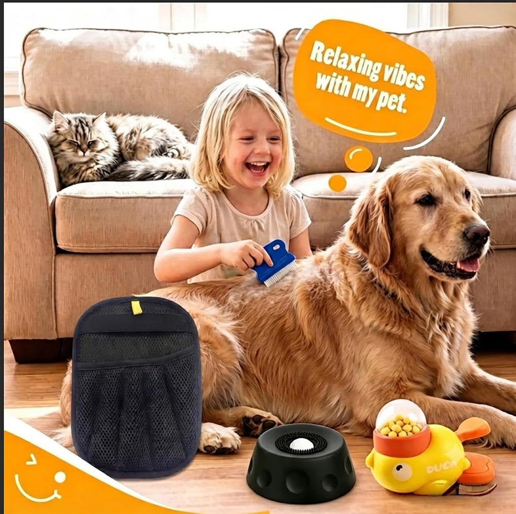 Non Bisphenol A Ball Dog Lick Bowl, Duck Snack Dispenser, Pet Beauty Gloves, Cleaning Comb, Suitable for Small and Medium Sized Dogs and Cats, Non Slip Dishwasher Safe