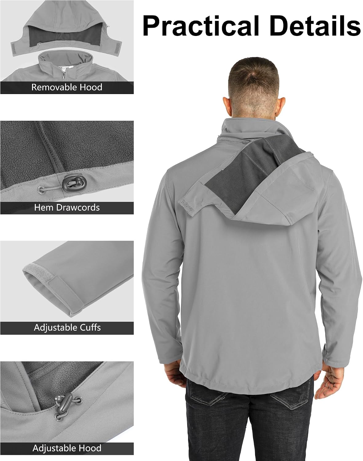Outdoor Ventures Men's Softshell Jacket Waterproof Fleece Rain Shell Coat