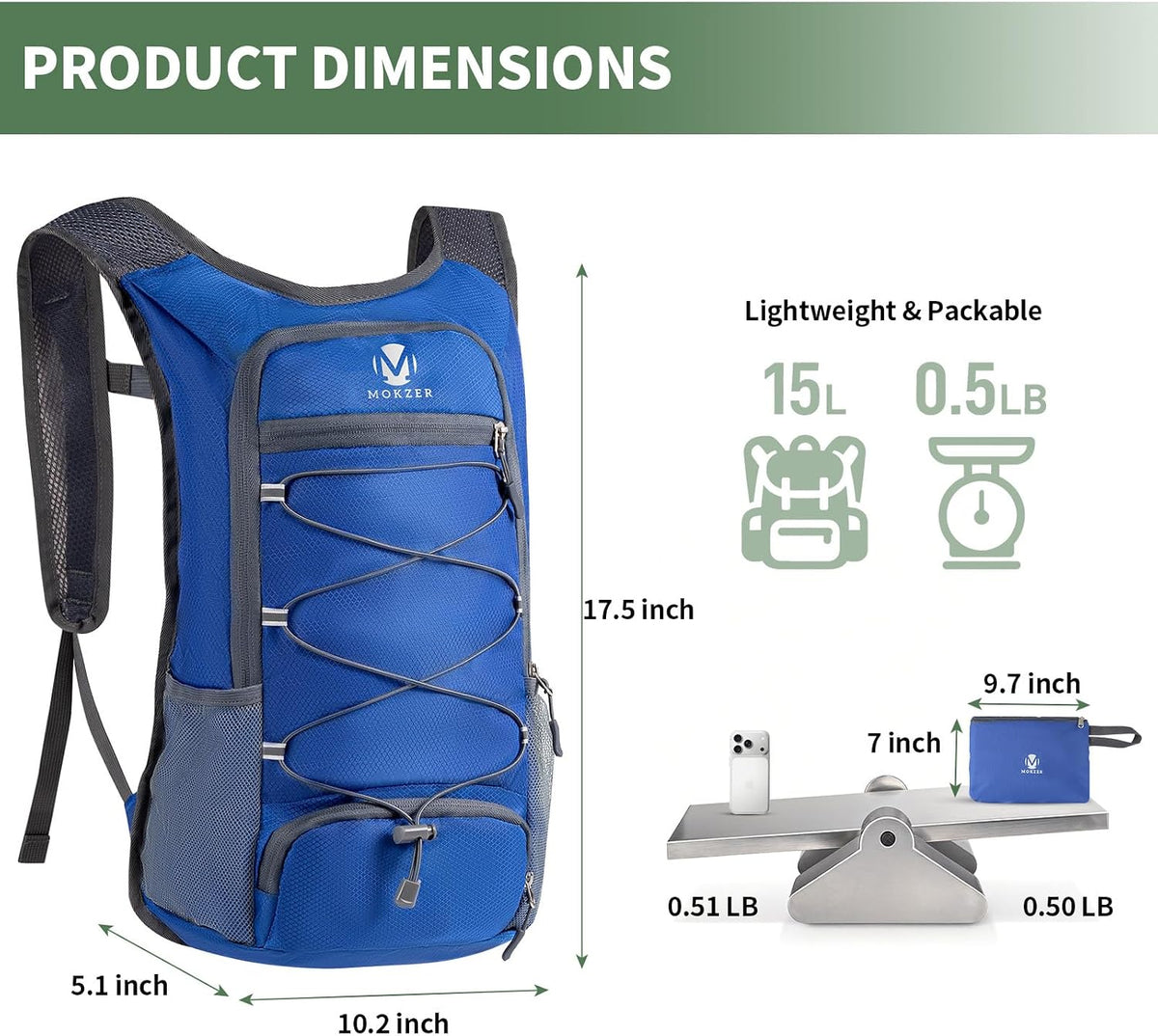 15L Small Hiking Backpack for Women Men Foldable Packable Daypack Ultralight Back Pack for Travel Camping Outdoor