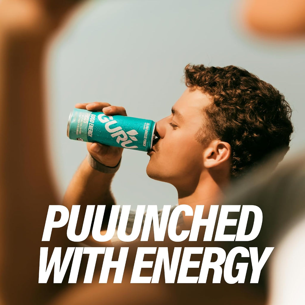 GURU Organic Energy Drink, Island Breeze Punch, 12 Fl Oz, 24 Pack