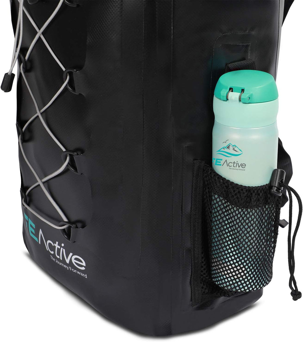 FE Active Dry Bag Waterproof Backpack - 30L Eco Friendly Bag for Men & Women for Fishing, Travel, Hiking, Beach & Survival Gear. Storage for Camera & Camping Accessories | Designed in California, USA