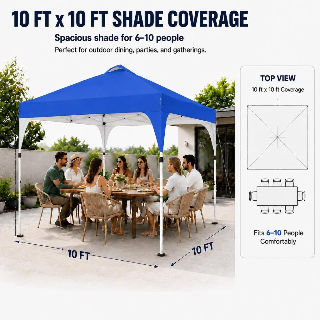 Yaheetech 10x10 Pop Up Canopy Tent for Outdoor Events, Blue