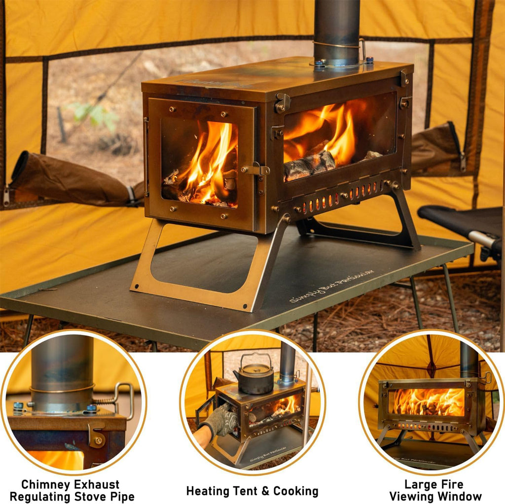 FireHiking Ultralight Wood Stove (2nd Gen) LANK Max Camping Titanium Tent Stove Thickened TA1 Anti-deformation Folding Portable Wood Burning Stove