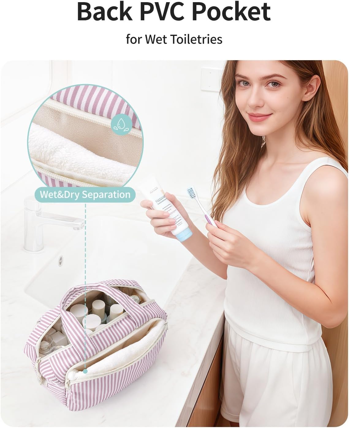 Narwey Travel Toiletry Bag for Women, Large Makeup Cosmetic Organizer Bag