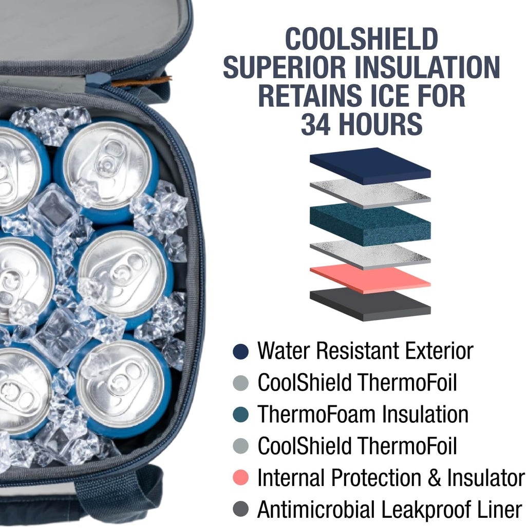 CleverMade 50 Can Pacifica Collapsible Cooler, Ocean/Cognac