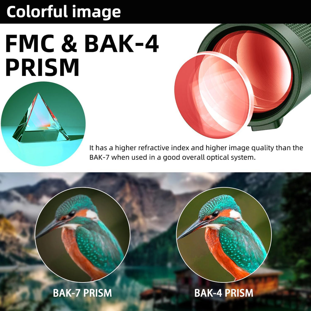 40X60 Monocular Telescope, High Power Monocular for Adults with Phone Adapter & Tripod & Hand Strap, Equipped with BAK4 Prism for Bird Watching