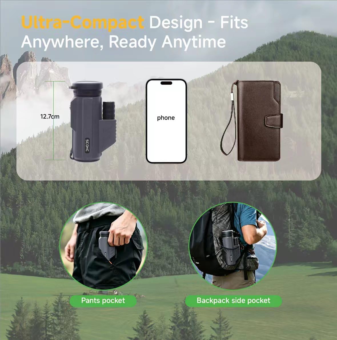12x32 Monocular Telescope,Compact Waterproof Fogproof for Bird Watching