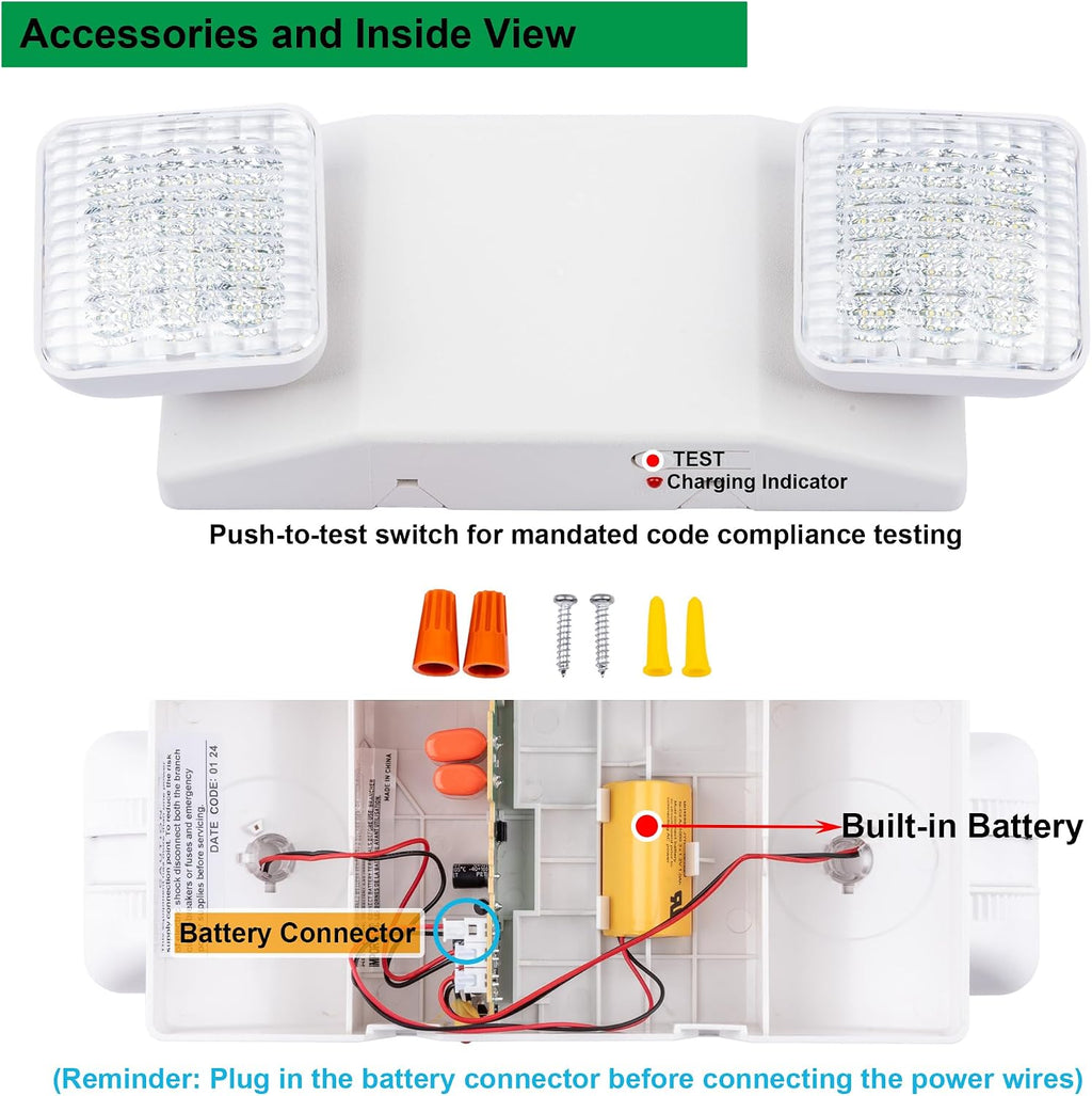 LIT-PaTH LED Emergency Light for Business, Battery Backup, 4 Pack
