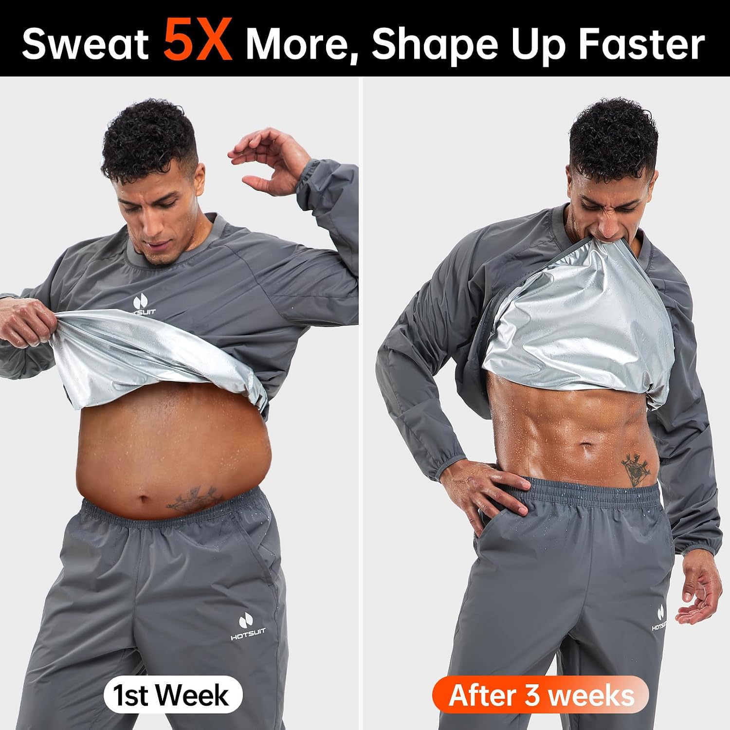 HOTSUIT Men Sauna Suit Sweat Suits Durable Gym Exercise Workout Jacket