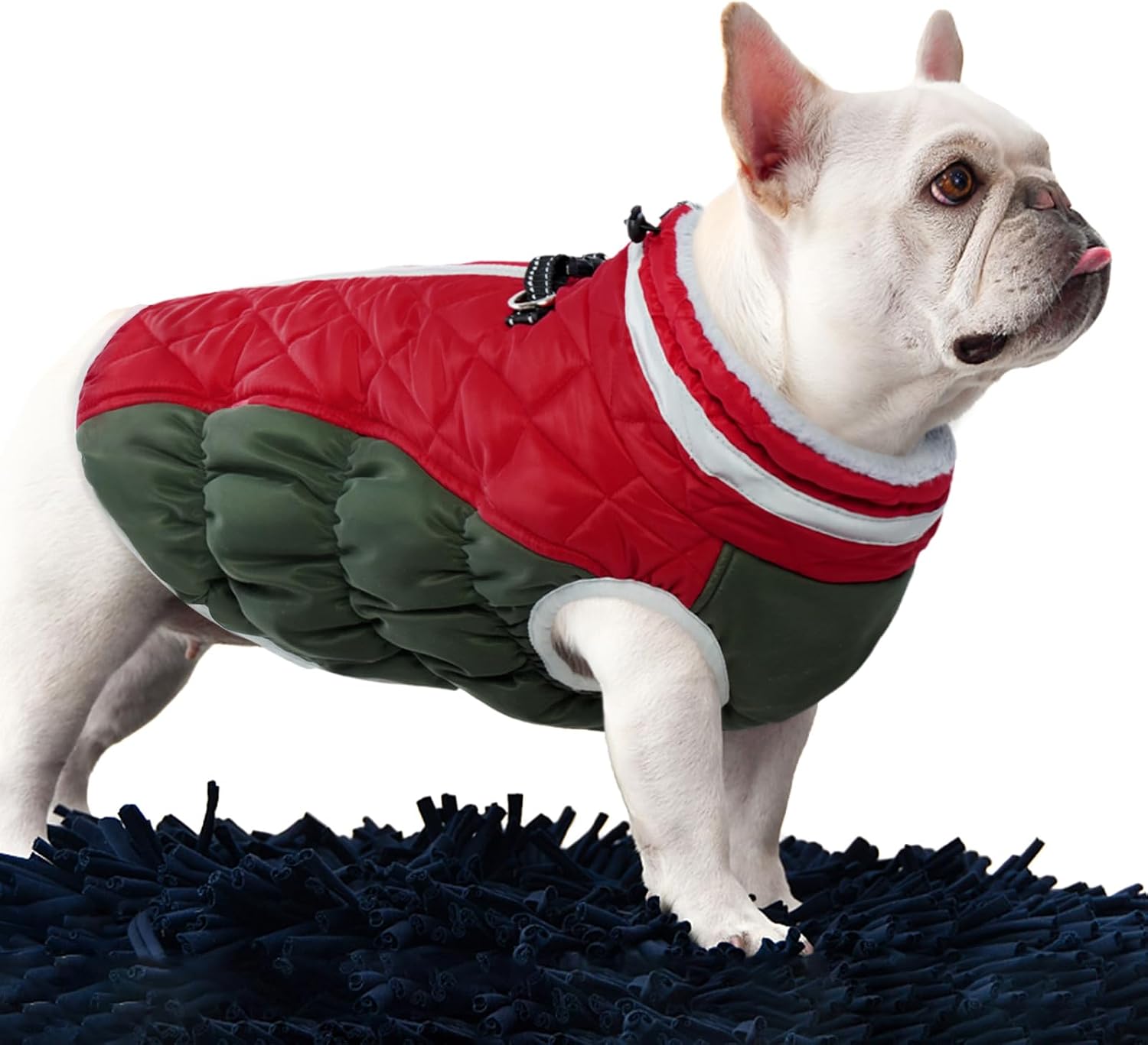 FUAMEY Dog Winter Coat Fleece Warm Small Dog Coat with Harness Built in