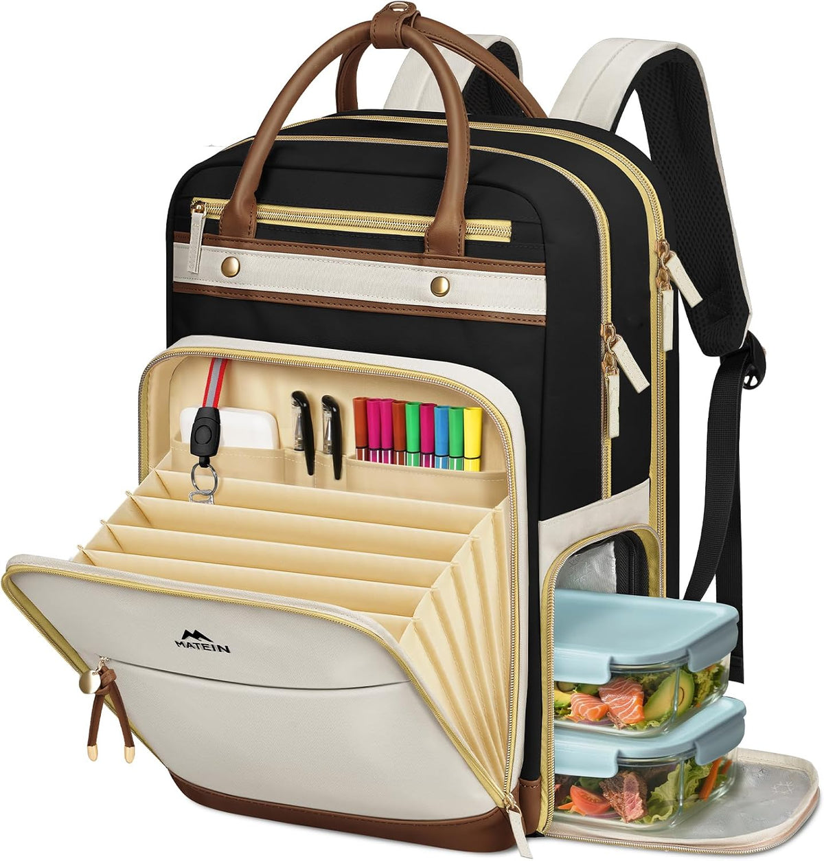 MATEIN Teacher Backpack with Organized Pocket, Lunch Backpack for Women