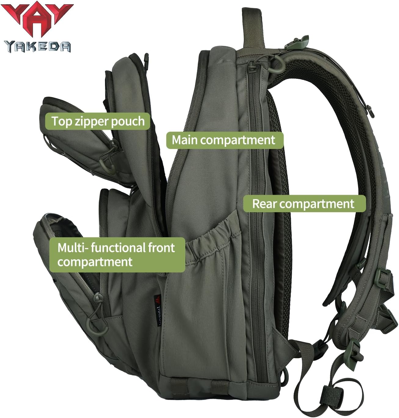 vAv YAKEDA 500D NylonTactical Military Backpack for Men,Fit 12.6-15.6 inches Laptop, Daily Bag for Hiking,hunting,running（Black）
