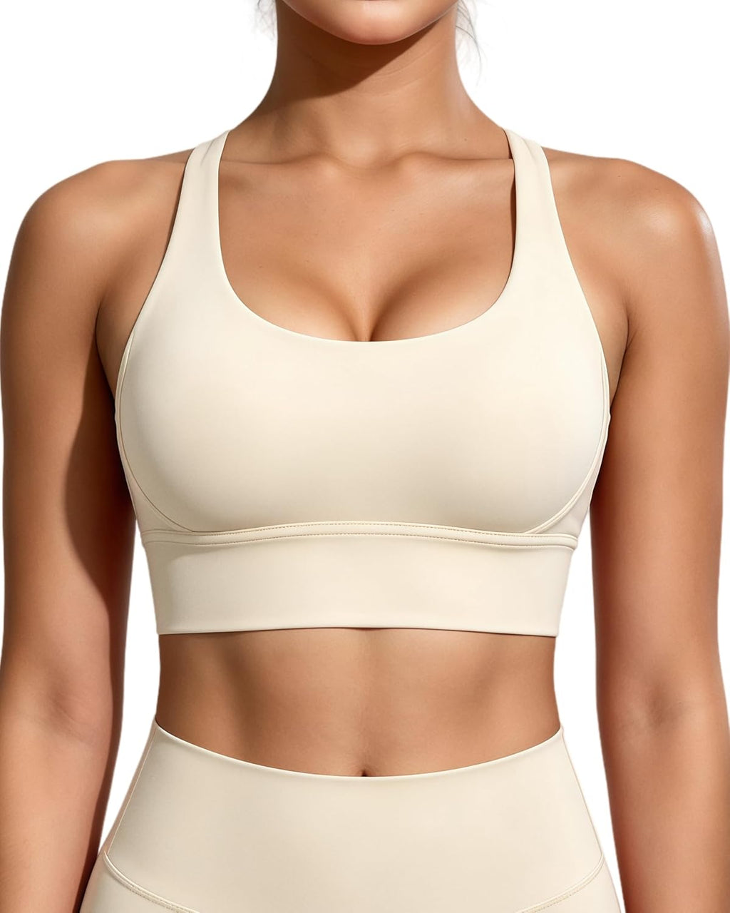 Grace Form Strappy Sports Bra for Women Padded Push Up Sport Bra Athletic Running Workout Bra Yoga Bra