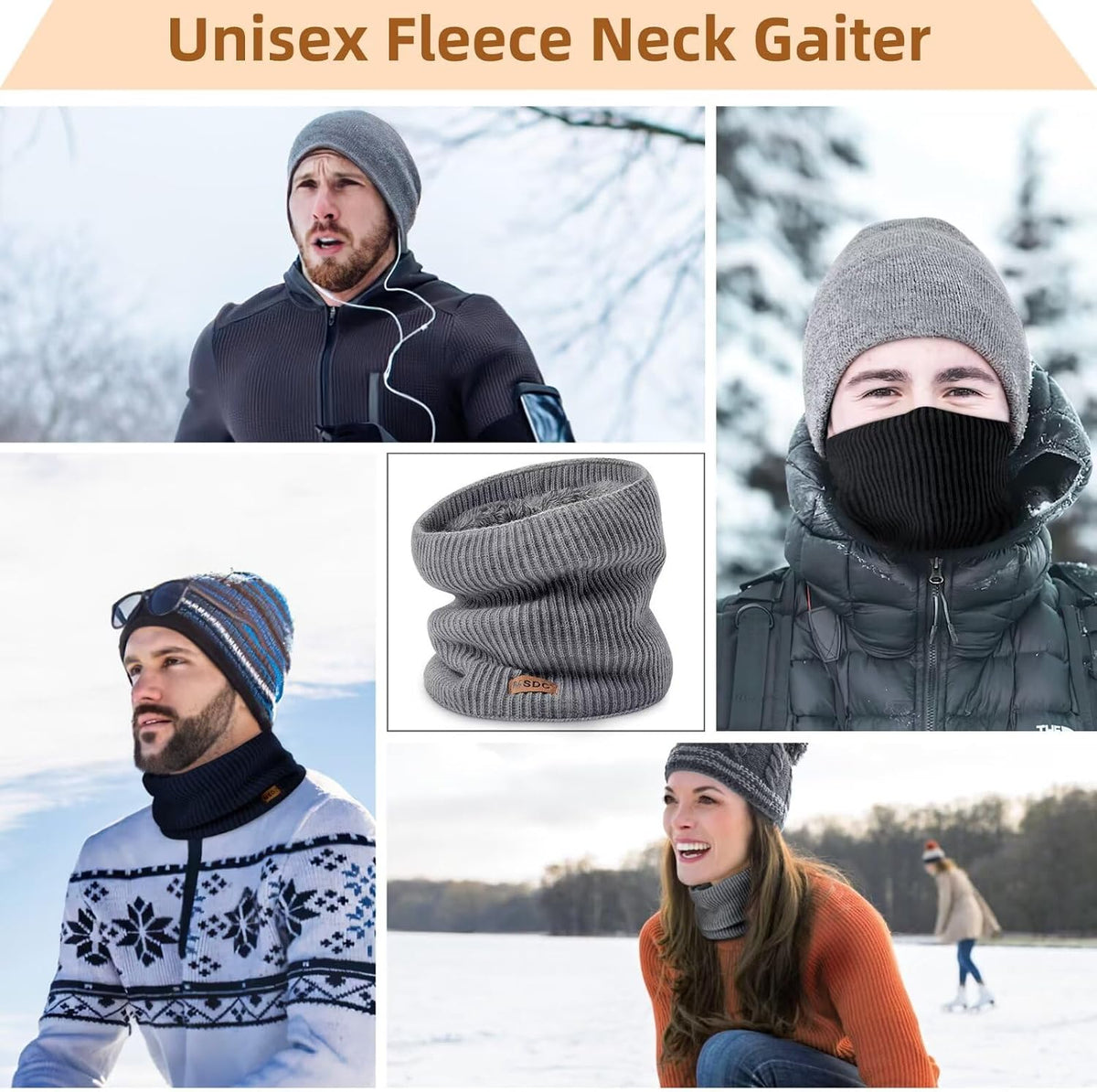 MSDC Winter Neck Gaiters for Men 3 Pack,Neck Warmer Men Women with Thermal Thick Warm Fleece Lined Cold Weather