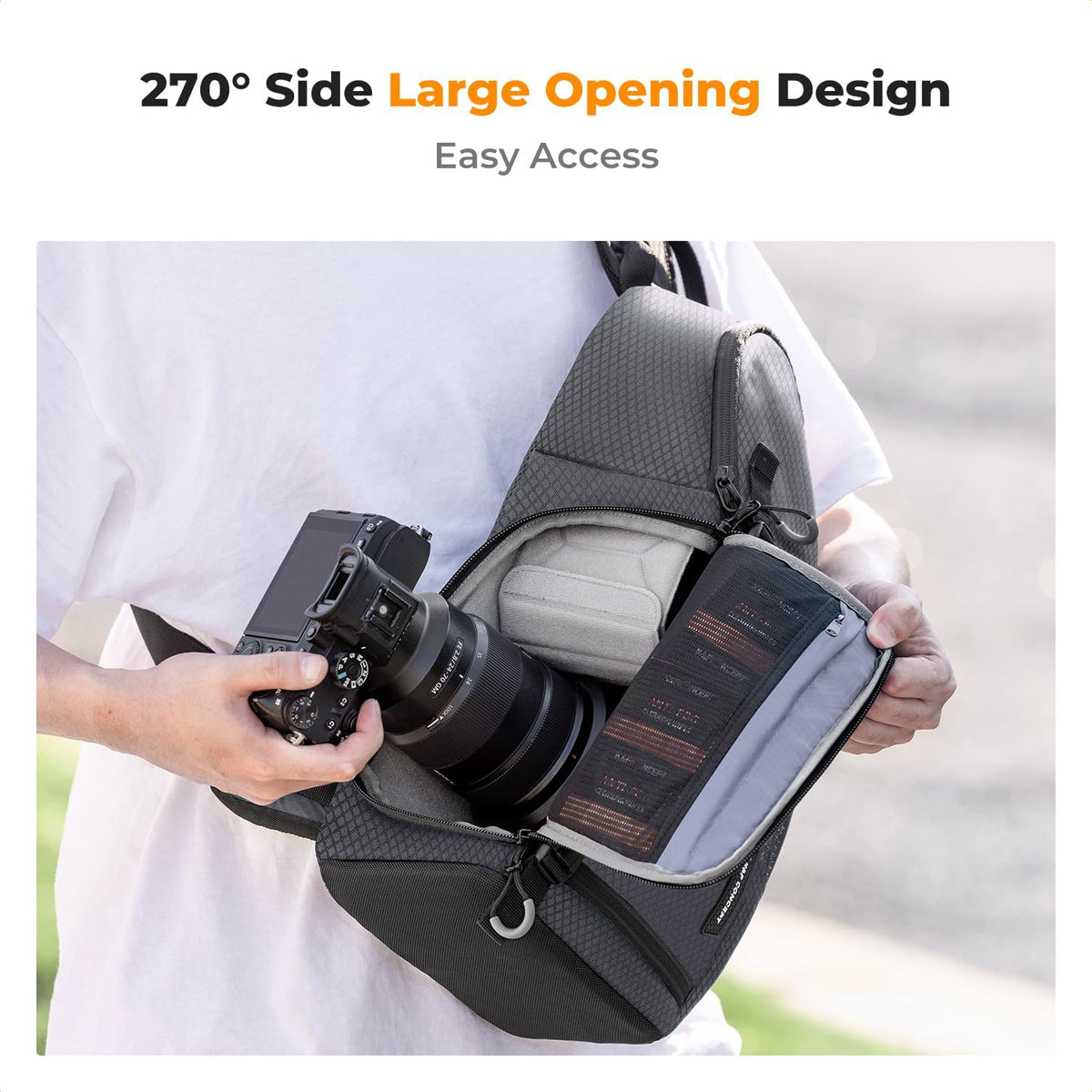 K&F CONCEPT Camera Sling Bag, Compact Crossbody Backpack, 10L