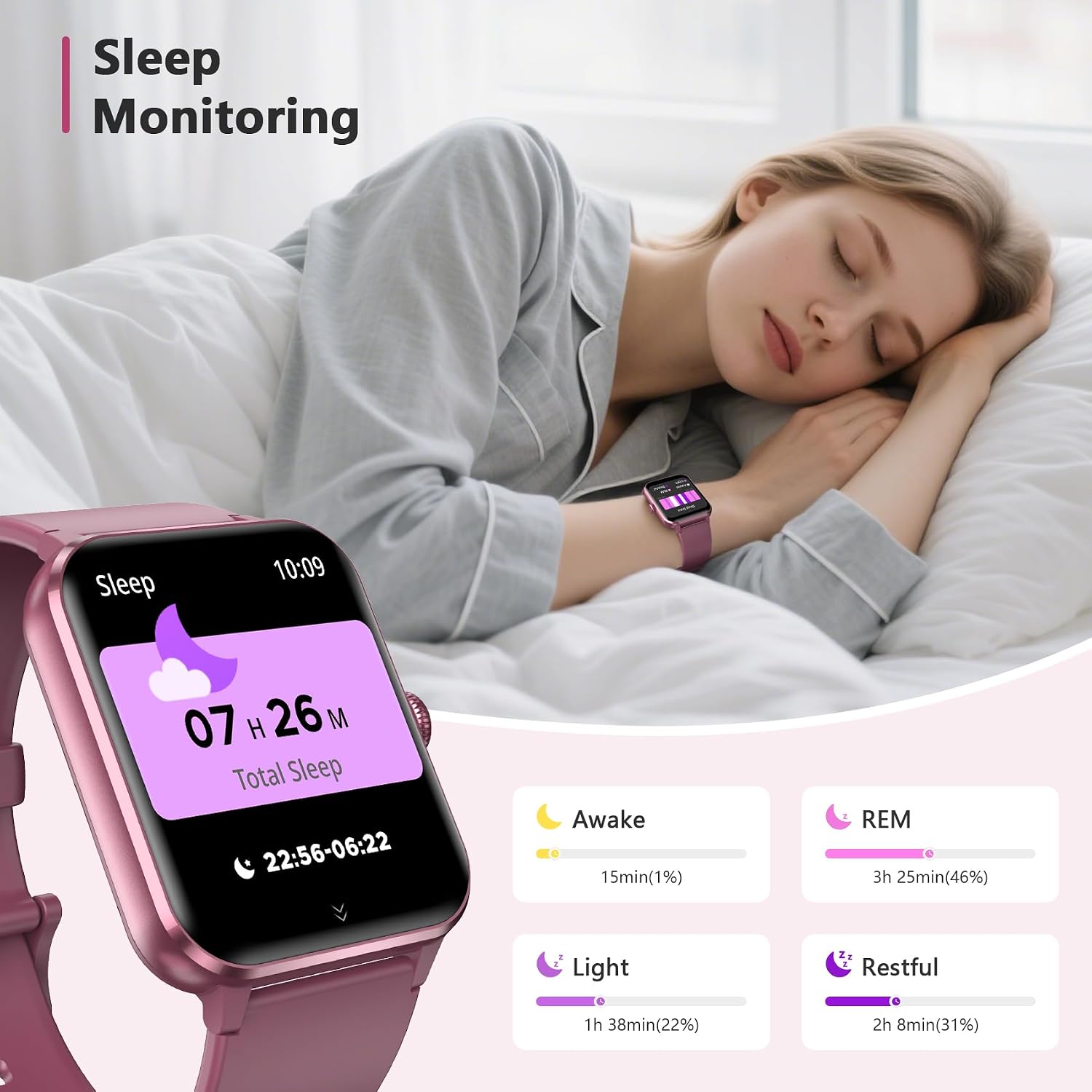 Blackview 2026 Fitness Tracker (Answer/Make Calls), Smart Watch for Men and Women with Heart Rate/SpO2/Sleep Monitor/2 Straps, 100+ Sports Modes, IP68 Waterproof Activity Tracker for Android/iPhone
