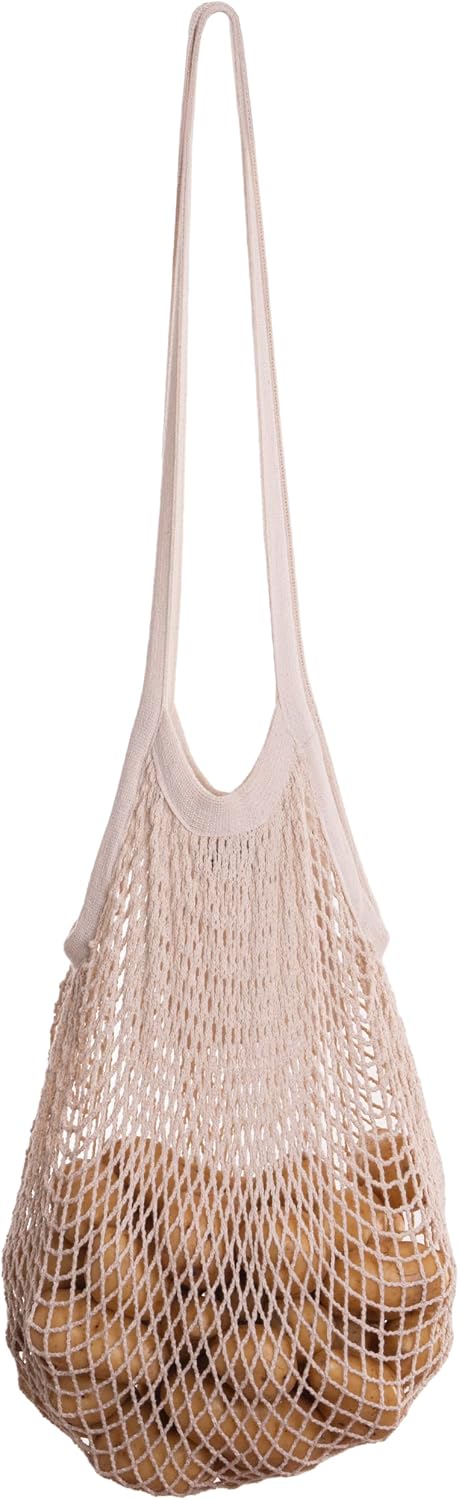 Cotton Mesh Onion Storage Bags - 100% Cotton, Reusable, and Washable Mesh Grocery Bags for Storing Garlic and Root Vegetables