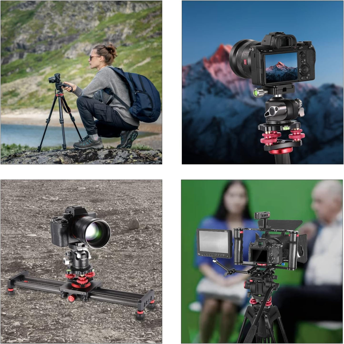 NEEWER Tripod Head Leveling Base Camera Leveler 3 Axis Tri Wheel Head, LP64