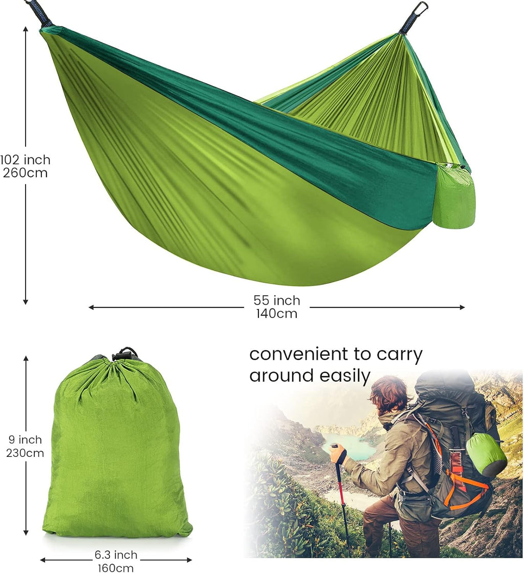 Camping Hammock with Mosquito Net & Rain Fly Tent Tarp & Tree Straps Portable Strong Nylon Hammock Tent w/Storage Bag for Camping Hiking Backyard Outdoor Backpacking Travel