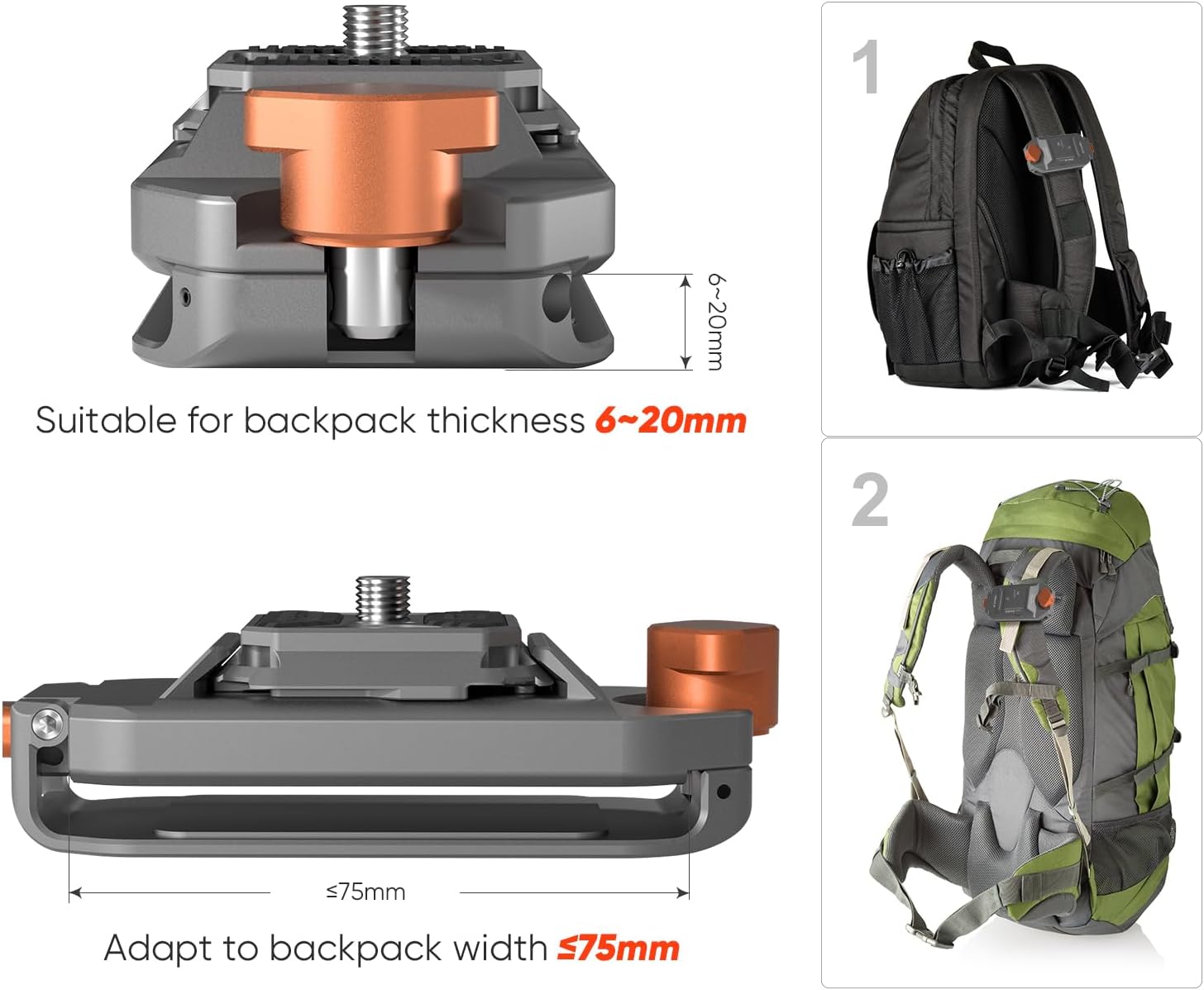 Camera Backpack Clip, Quick Release Kit for Backpack Anti-Loose and Anti-Deflection Suitable for Nomal Cameras and Heavy Cameras