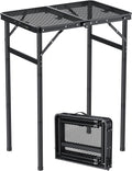 Anbte 2ft Folding Camping Grill Table Max 29.5", 3 Adjustable Height, Black