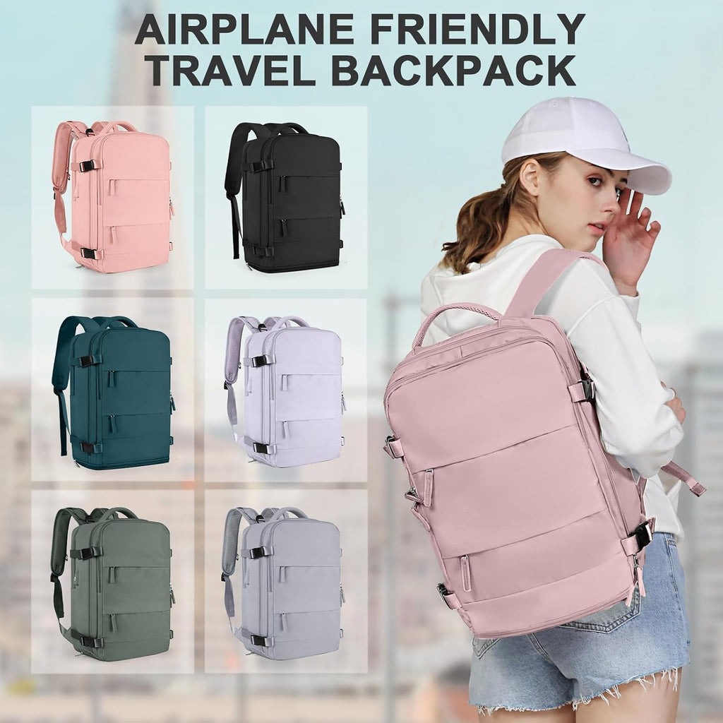 coowoz Travel Backpack For Women Men,Carry On Backpack,Hiking Backpack Waterproof Outdoor Sports Rucksack Casual Daypack travel essentials（Pink Purple）