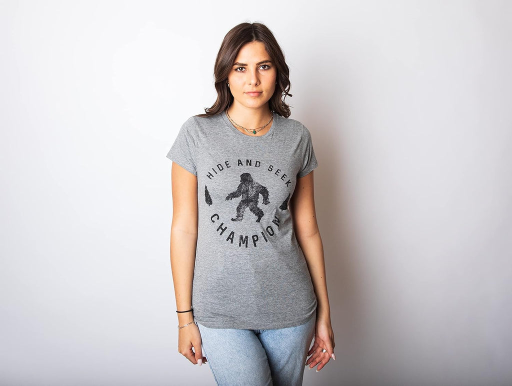 Crazy Dog T-Shirts Hide and Seek Champion Funny Bigfoot Graphic Tee