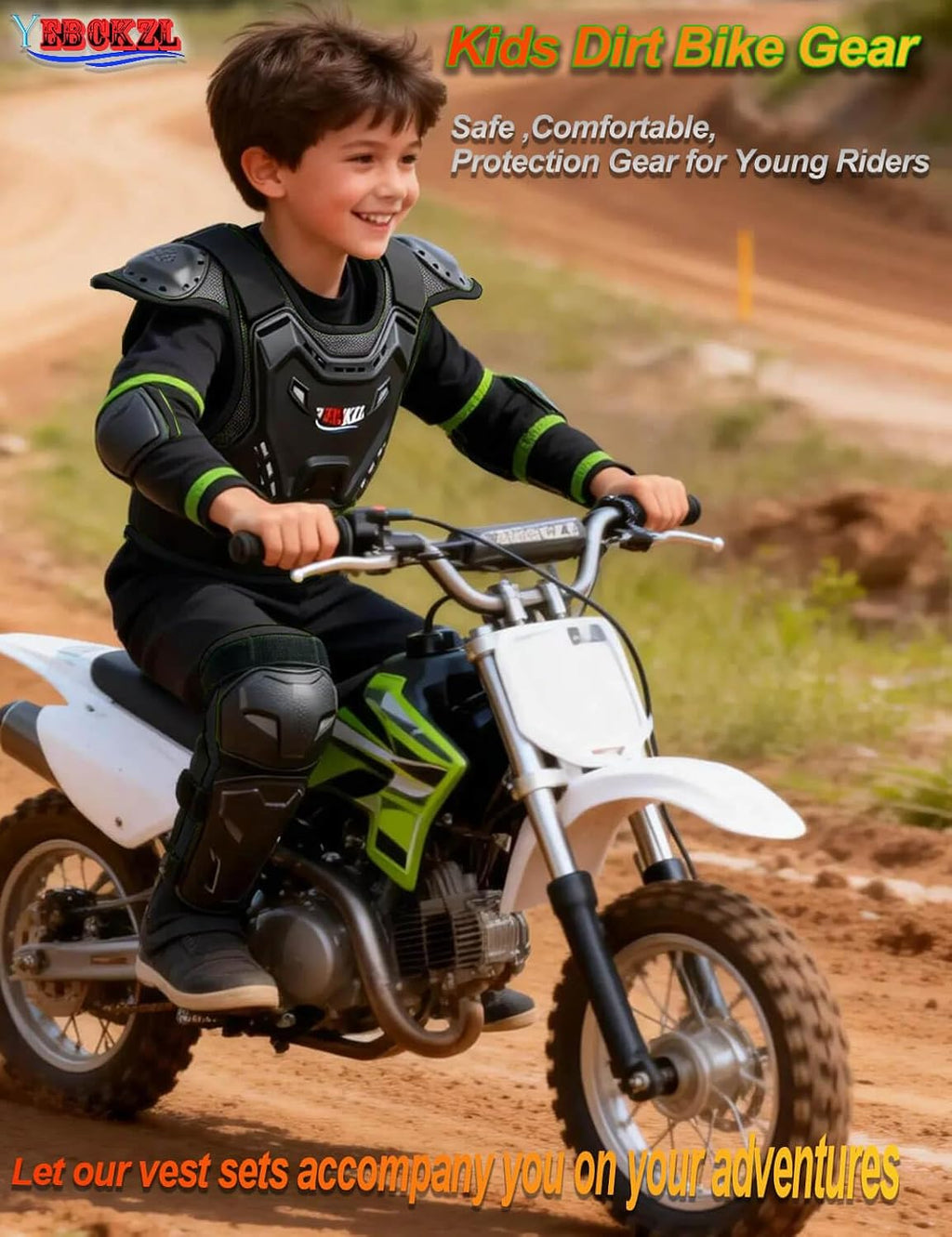 Motorcycle Armor Protective Vest Suit for Child Teen，Kids Dirt Bike Gear Riding Protection with Arm Knee Pads Sets for MTB ATV Off-Road Riding